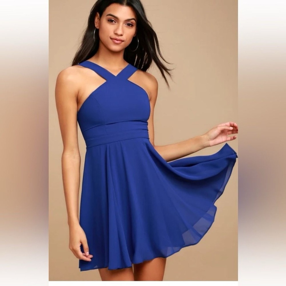 Lulu's Forevermore Royal Blue Skater Dress